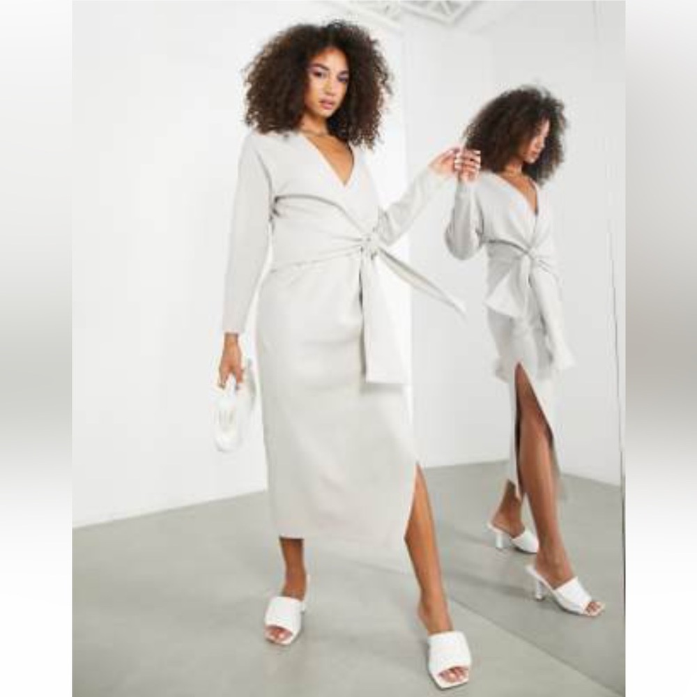 NWT ASOS Edition textured jersey slouchy midi dress with tie wrap